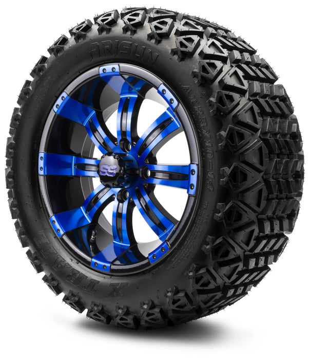 MODZ 14" Tempest Blue and Black Wheels & Off-Road Tires Combo
