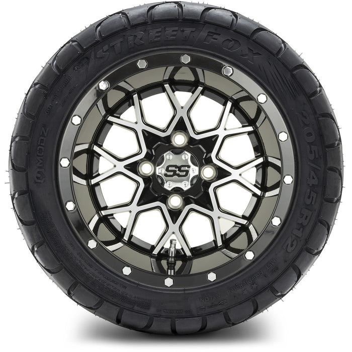 MODZ® 12" Vortex Machined Black Wheels & Street Tires Combo