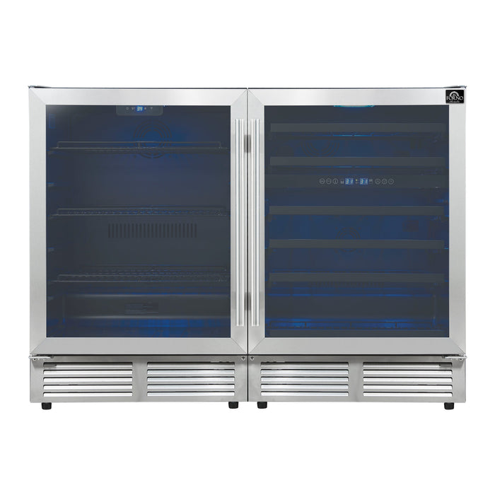Forno Gemello 48" Side-by-Side Wine and Beverage Cooler in Stainless Steel (FWCDR6699-48S)