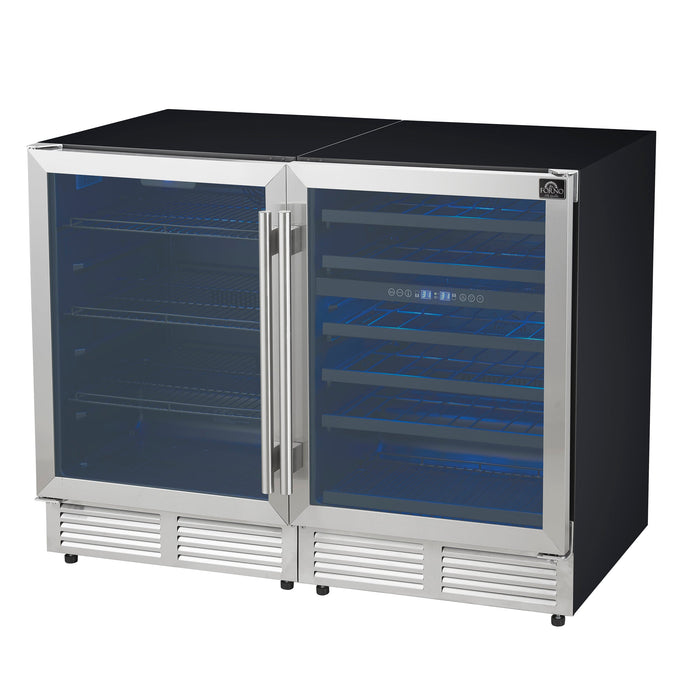 Forno Gemello 48" Side-by-Side Wine and Beverage Cooler in Stainless Steel (FWCDR6699-48S)