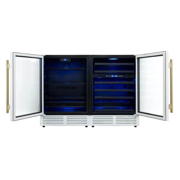 Forno Gemello 48" Side-by-Side Wine and Beverage Cooler - Stainless Steel, Black and White (FWCDR6699-48S)