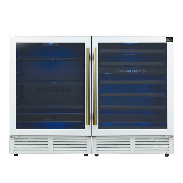 Forno Gemello 48" Side-by-Side Wine and Beverage Cooler - Stainless Steel, Black and White (FWCDR6699-48S)