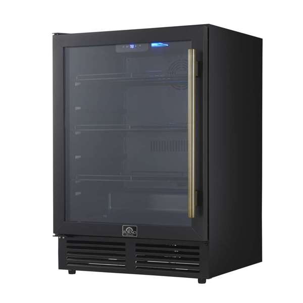 Forno Frescolino 24" 188 Can Beverage Cooler with LED Lighting and Triple Glass Door - Stainless Steel, Black, or White (FWCDR6665-24S)