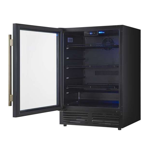 Forno Frescolino 24" 188 Can Beverage Cooler with LED Lighting and Triple Glass Door - Stainless Steel, Black, or White (FWCDR6665-24S)