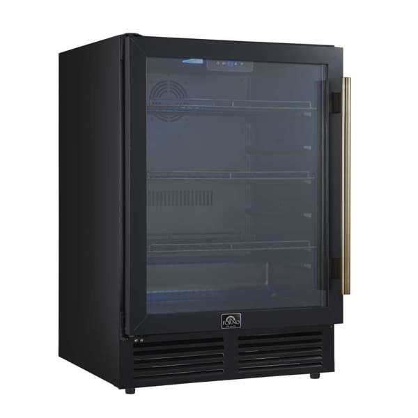 Forno Frescolino 24" 188 Can Beverage Cooler with LED Lighting and Triple Glass Door - Stainless Steel, Black, or White (FWCDR6665-24S)