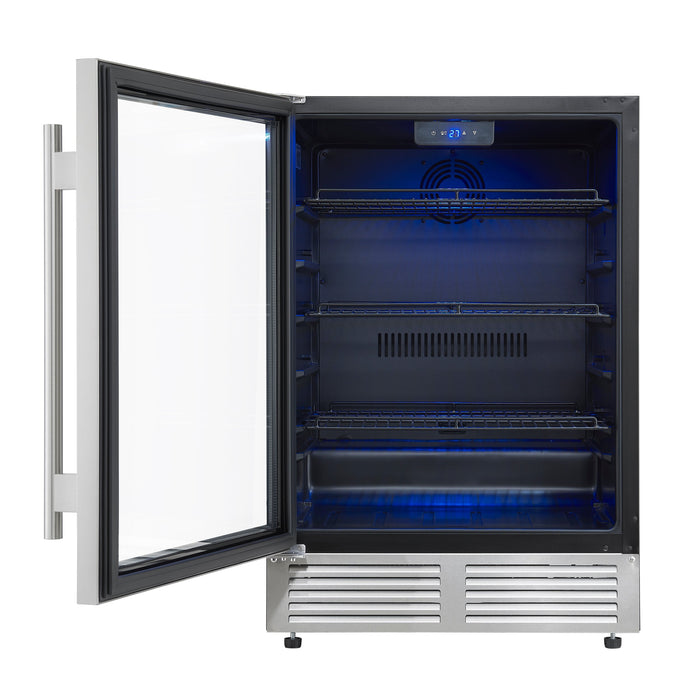 Forno Frescolino 24" 188 Can Beverage Cooler with LED Lighting and Triple Glass Door - Stainless Steel, Black, or White (FWCDR6665-24S)