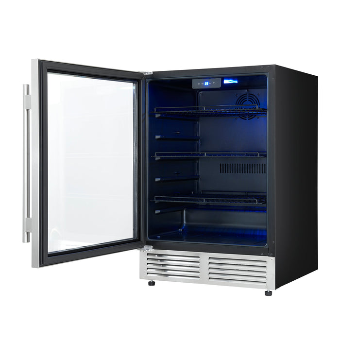 Forno Frescolino 24" 188 Can Beverage Cooler with LED Lighting and Triple Glass Door - Stainless Steel, Black, or White (FWCDR6665-24S)