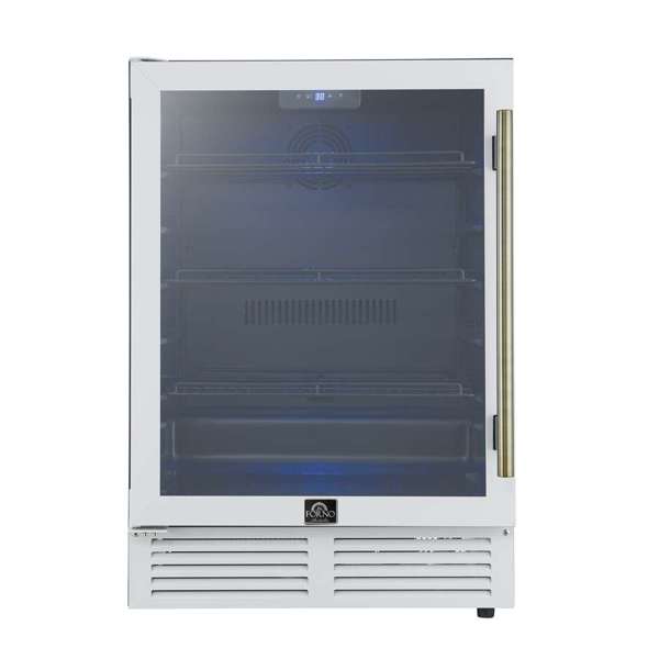 Forno Frescolino 24" 188 Can Beverage Cooler with LED Lighting and Triple Glass Door - Stainless Steel, Black, or White (FWCDR6665-24S)