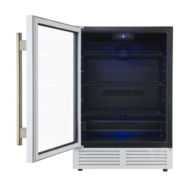 Forno Frescolino 24" 188 Can Beverage Cooler with LED Lighting and Triple Glass Door - Stainless Steel, Black, or White (FWCDR6665-24S)