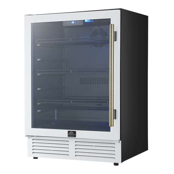 Forno Frescolino 24" 188 Can Beverage Cooler with LED Lighting and Triple Glass Door - Stainless Steel, Black, or White (FWCDR6665-24S)