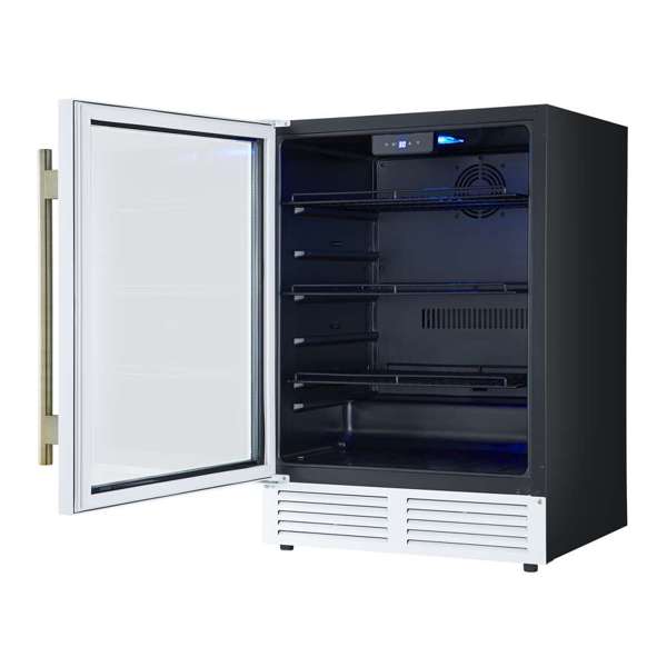 Forno Frescolino 24" 188 Can Beverage Cooler with LED Lighting and Triple Glass Door - Stainless Steel, Black, or White (FWCDR6665-24S)