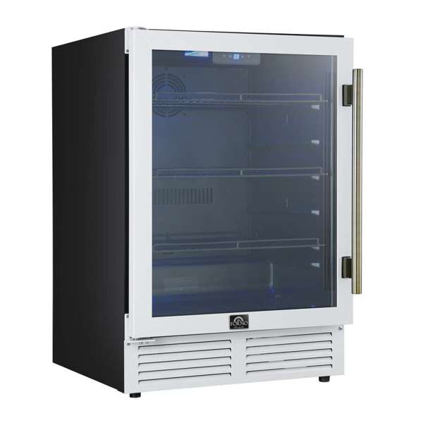 Forno Frescolino 24" 188 Can Beverage Cooler with LED Lighting and Triple Glass Door - Stainless Steel, Black, or White (FWCDR6665-24S)