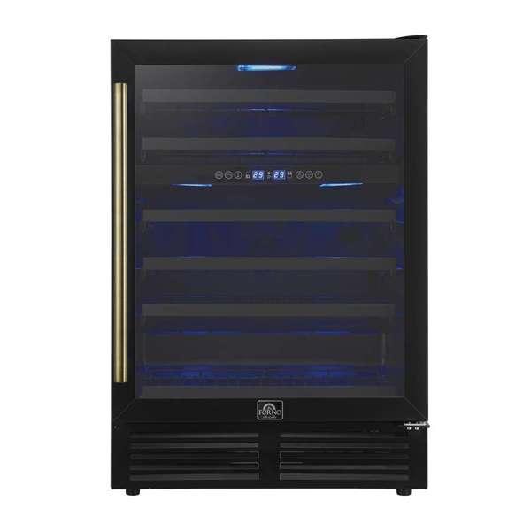 Forno Bacchino 24" 51 Bottle 2 Zone Wine Cooler with LED Lighting and Triple Glass Door - Stainless Steel, Black, or White (FWCDR6634-24S)