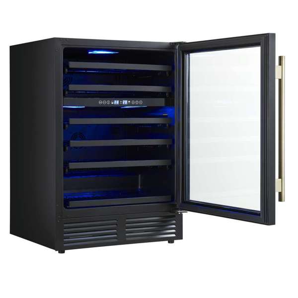 Forno Bacchino 24" 51 Bottle 2 Zone Wine Cooler with LED Lighting and Triple Glass Door - Stainless Steel, Black, or White (FWCDR6634-24S)