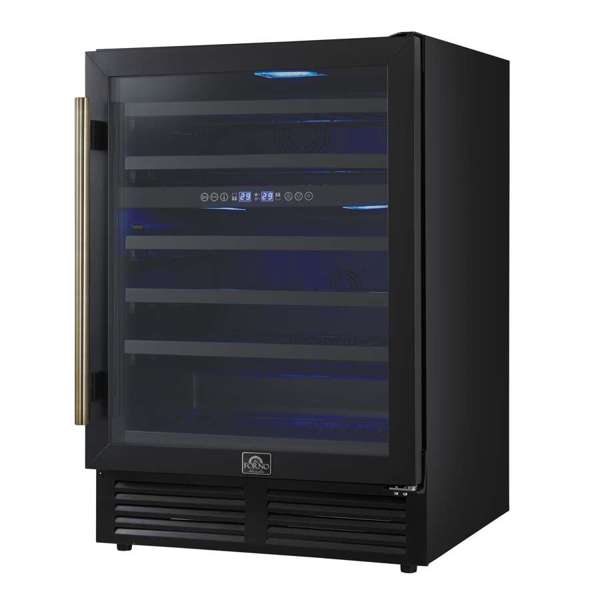 Forno Bacchino 24" 51 Bottle 2 Zone Wine Cooler with LED Lighting and Triple Glass Door - Stainless Steel, Black, or White (FWCDR6634-24S)