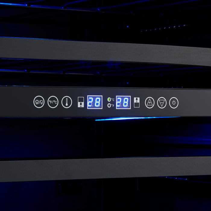 Forno Bacchino 24" 51 Bottle 2 Zone Wine Cooler with LED Lighting and Triple Glass Door - Stainless Steel, Black, or White (FWCDR6634-24S)