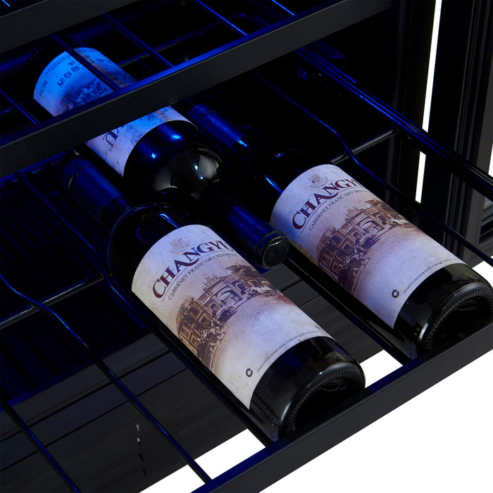 Forno Bacchino 24" 51 Bottle 2 Zone Wine Cooler with LED Lighting and Triple Glass Door - Stainless Steel, Black, or White (FWCDR6634-24S)