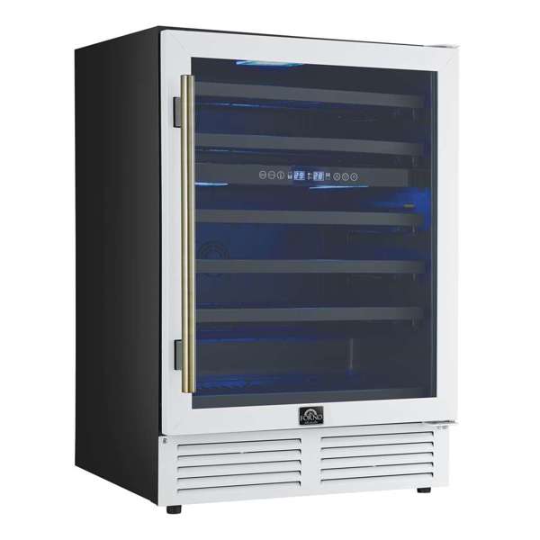 Forno Bacchino 24" 51 Bottle 2 Zone Wine Cooler with LED Lighting and Triple Glass Door - Stainless Steel, Black, or White (FWCDR6634-24S)