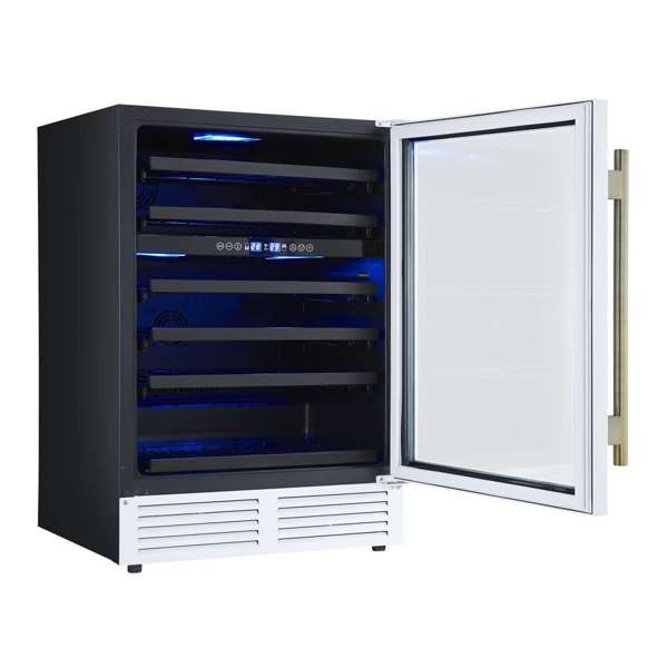 Forno Bacchino 24" 51 Bottle 2 Zone Wine Cooler with LED Lighting and Triple Glass Door - Stainless Steel, Black, or White (FWCDR6634-24S)