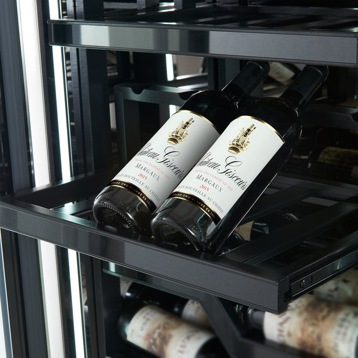 Forno Abruzzo 48" 24 cu.ft. 102 Bottle Dual Zone Wine Cooler with Green Acrylic Holders and Black Shelves in Stainless Steel (FWCDR6610-48S)