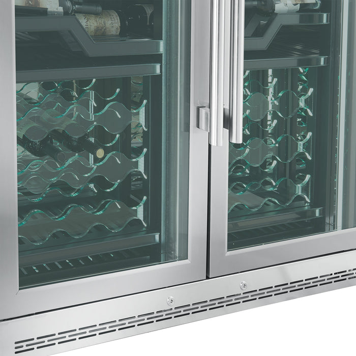 Forno Abruzzo 48" 24 cu.ft. 102 Bottle Dual Zone Wine Cooler with Green Acrylic Holders and Black Shelves in Stainless Steel (FWCDR6610-48S)