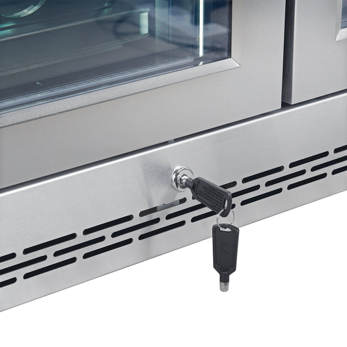 Forno Abruzzo 48" 24 cu.ft. 102 Bottle Dual Zone Wine Cooler with Green Acrylic Holders and Black Shelves in Stainless Steel (FWCDR6610-48S)