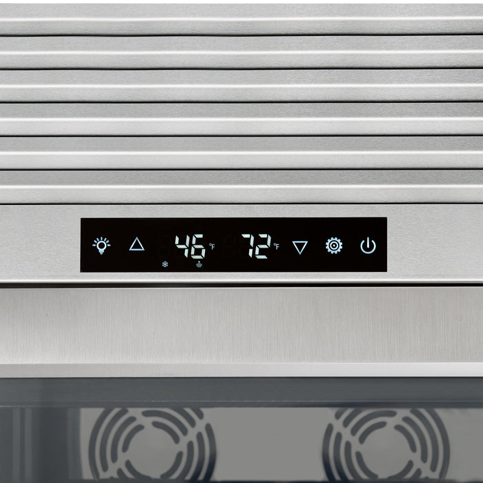 Forno Abruzzo 48" 24 cu.ft. 102 Bottle Dual Zone Wine Cooler with Green Acrylic Holders and Black Shelves in Stainless Steel (FWCDR6610-48S)