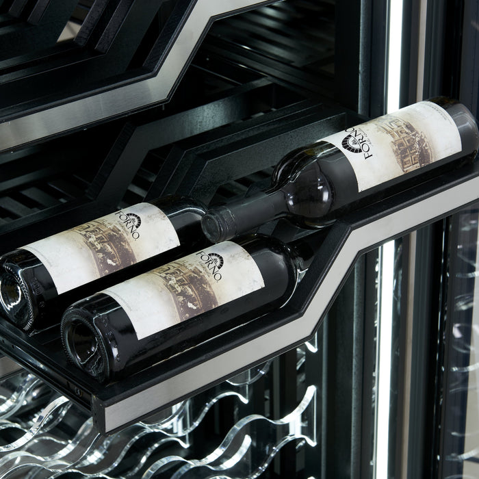 Forno Abruzzo 48" 24 cu.ft. 102 Bottle Dual Zone Wine Cooler with Clear Acrylic Holders &amp; Stainless Trim Shelves in Stainless Steel (FWCDR6611-48S)