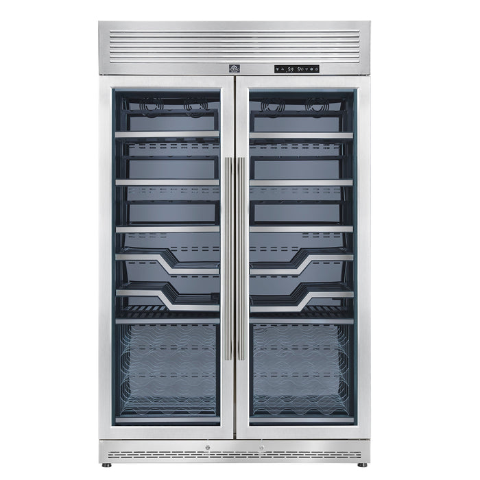 Forno Abruzzo 48" 24 cu.ft. 102 Bottle Dual Zone Wine Cooler with Clear Acrylic Holders &amp; Stainless Trim Shelves in Stainless Steel (FWCDR6611-48S)