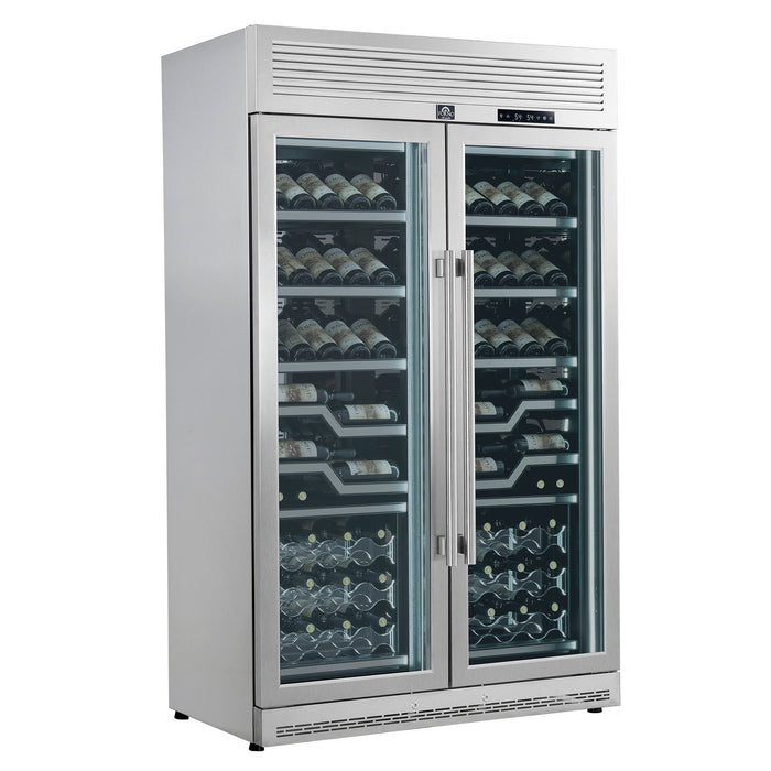 Forno Abruzzo 48" 24 cu.ft. 102 Bottle Dual Zone Wine Cooler with Clear Acrylic Holders &amp; Stainless Trim Shelves in Stainless Steel (FWCDR6611-48S)