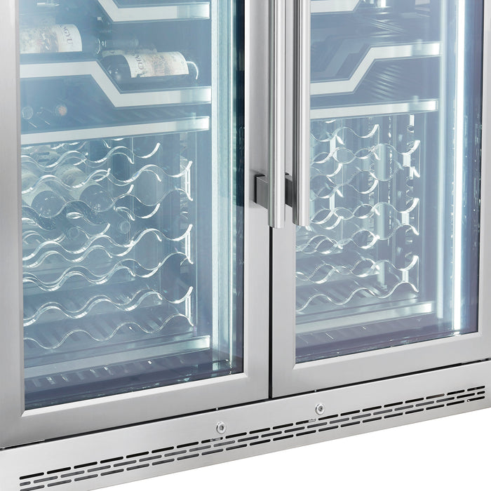 Forno Abruzzo 48" 24 cu.ft. 102 Bottle Dual Zone Wine Cooler with Clear Acrylic Holders &amp; Stainless Trim Shelves in Stainless Steel (FWCDR6611-48S)