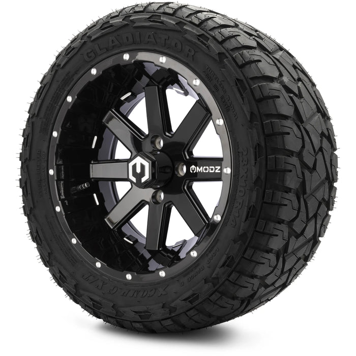 MODZ 14" Assault Glossy Black with Ball Mill Wheels & Off-Road Tires Combo