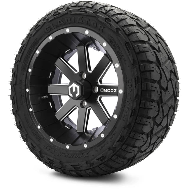 MODZ 14" Assault Matte Black with Ball Mill Wheels & Off-Road Tires Combo