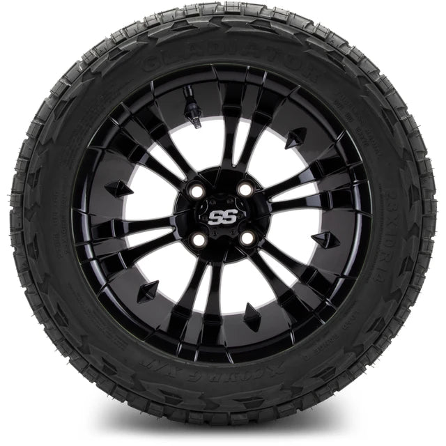 MODZ 14" Vampire Glossy Black Wheels & Off-Road Tires Combo