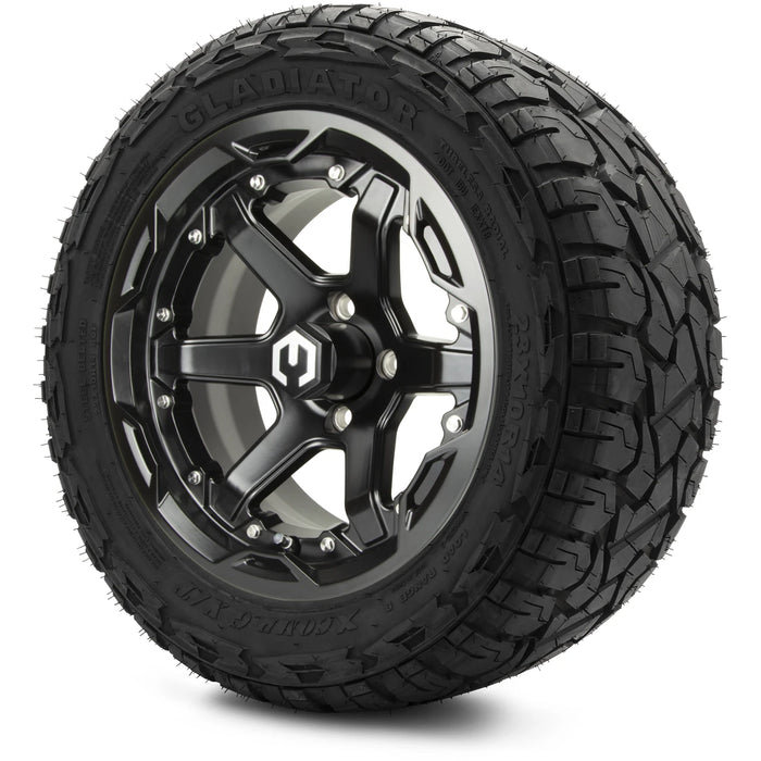 MODZ 14" Gladiator Glossy Black Wheels and Off-Road Tires Combo
