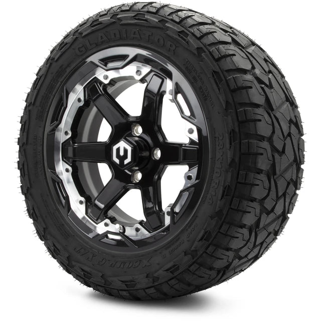 MODZ 14" Gladiator Machine & Black Wheels and Off-Road Tires Combo