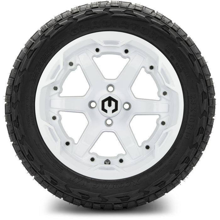 MODZ 14' Gladiator Glossy White - Tire and Wheel Combo