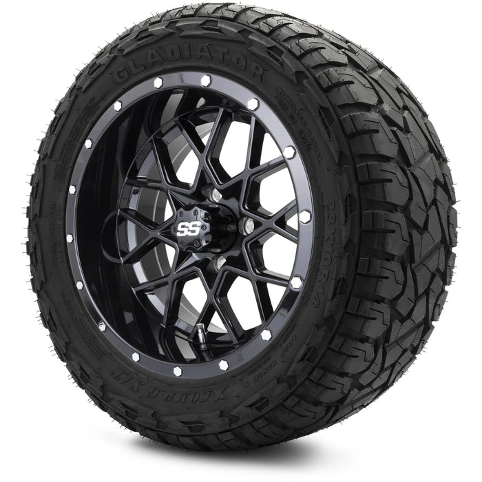 MODZ 14" Vortex Glossy Black Wheels & Off-Road Tires Combo