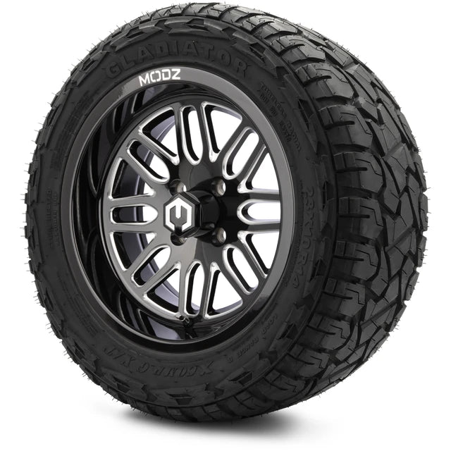 MODZ 14" Mayhem Glossy Black with Ball Mill Wheels & Off-Road Tires Combo
