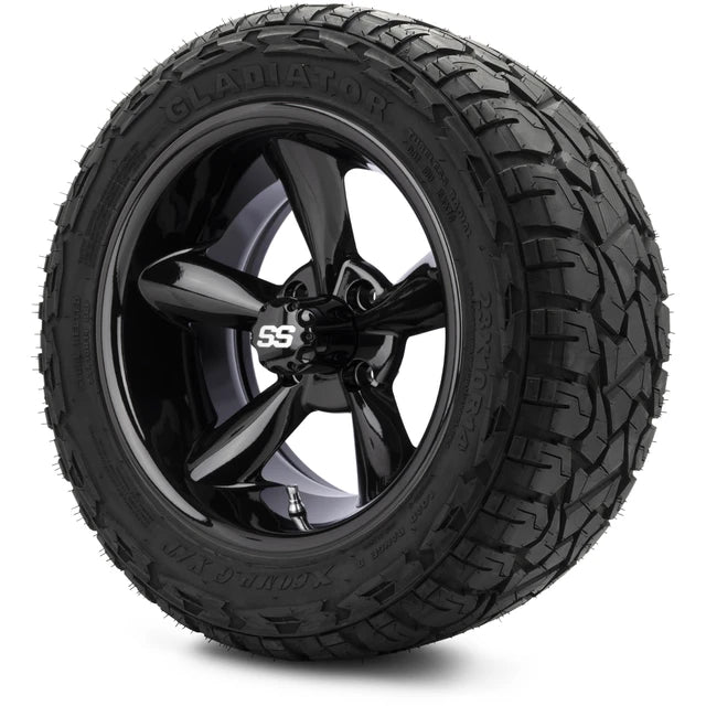 MODZ 14" Godfather Glossy Black Wheels & Off-Road Tires Combo