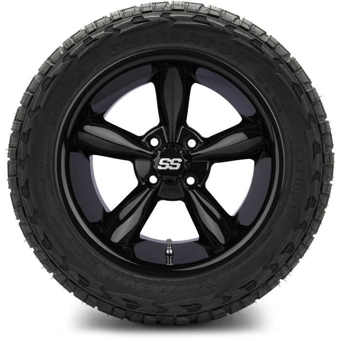 MODZ 14" Godfather Glossy Black Wheels & Off-Road Tires Combo
