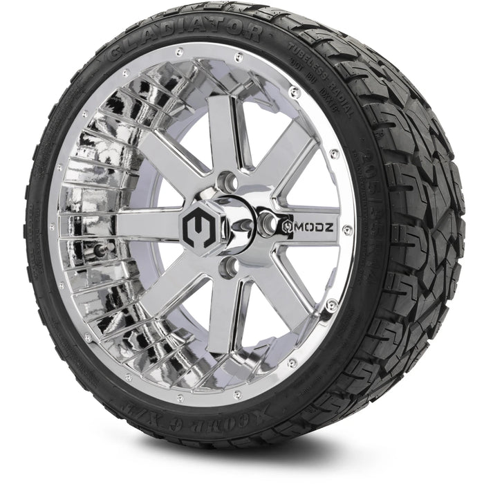MODZ 14" Assault Chrome Wheels & Off-Road Tires Combo