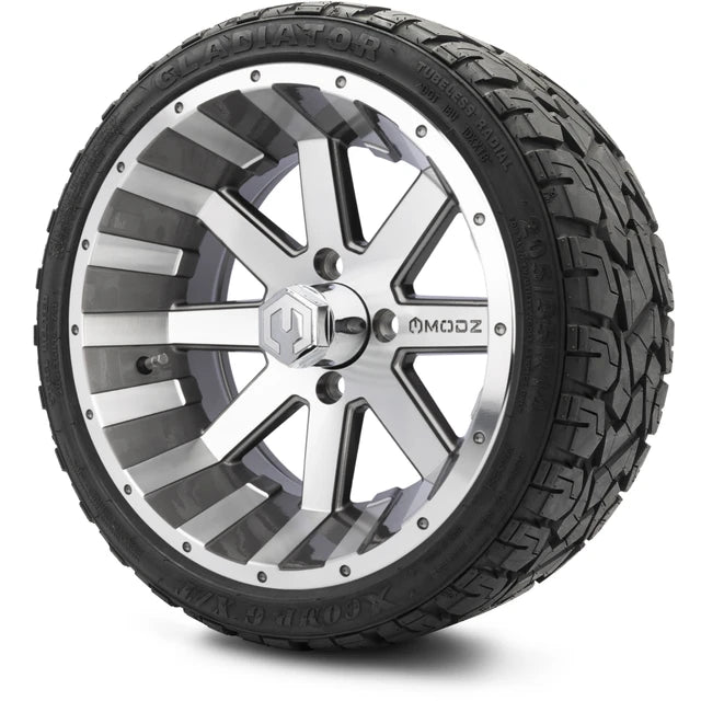 MODZ 14" Assault Machined Gunmetal Wheels & Off-Road Tires Combo