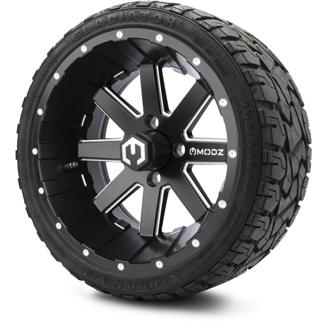 MODZ 14" Assault Matte Black with Ball Mill Wheels & Off-Road Tires Combo