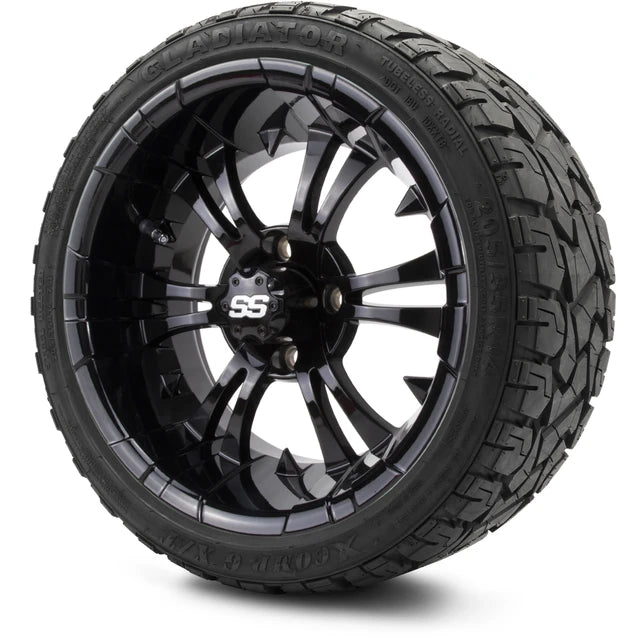 MODZ 14" Vampire Glossy Black Wheels & Off-Road Tires Combo