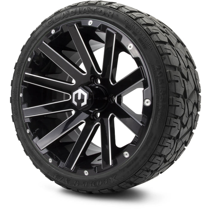 MODZ 14" Mauler Glossy Black with Ball Mill Wheels & Off-Road Tires Combo