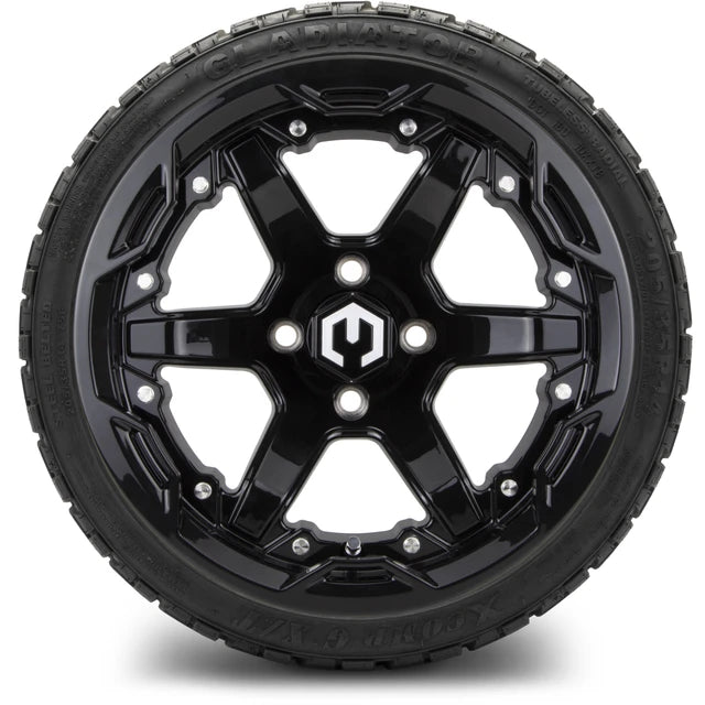 MODZ 14" Gladiator Glossy Black Wheels and Off-Road Tires Combo