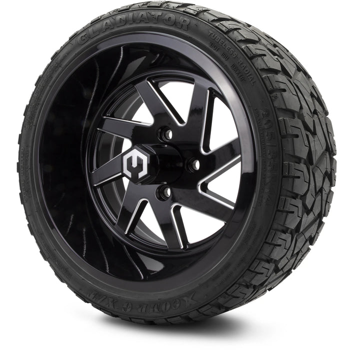 MODZ 14" Fury Glossy Black with Ball Mill Wheels & Off-Road Tires Combo