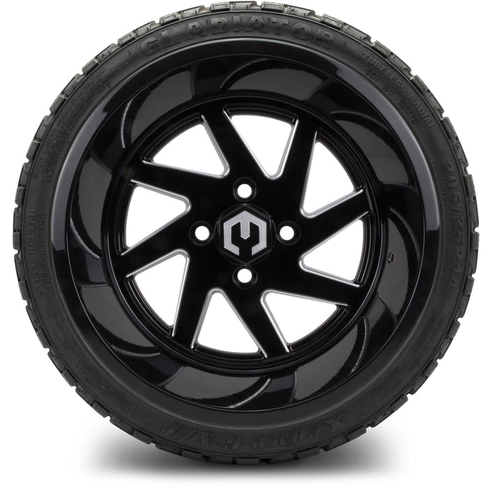 MODZ 14" Fury Glossy Black with Ball Mill Wheels & Off-Road Tires Combo