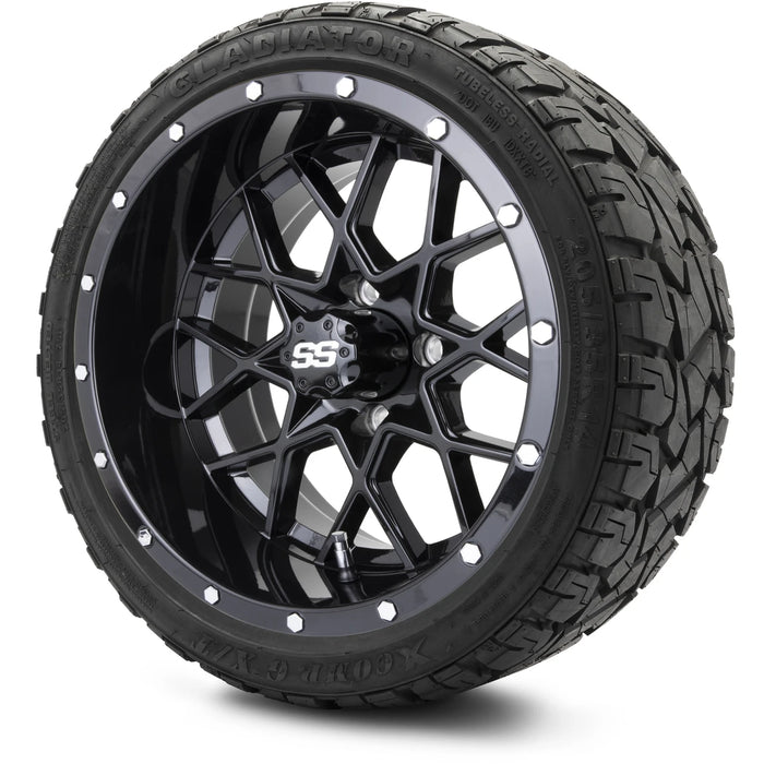 MODZ 14" Vortex Glossy Black Wheels & Off-Road Tires Combo